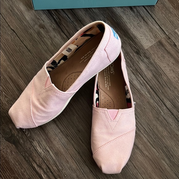 TOMS Pink Canvas Slip-On Shoes - Picture 2 of 3
